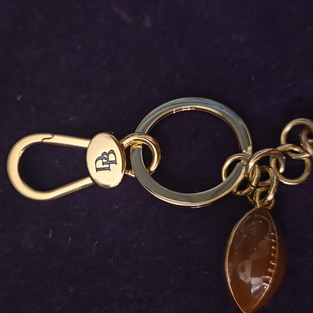 B-NEW: Dooney & Bourke Gold and Blue Keychain with Football Charm - Picture 5 of 13
